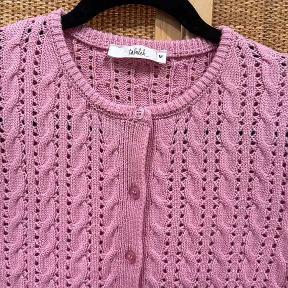 Pink short sleeve cardigan sweater- size medium - Picture 3 of 4